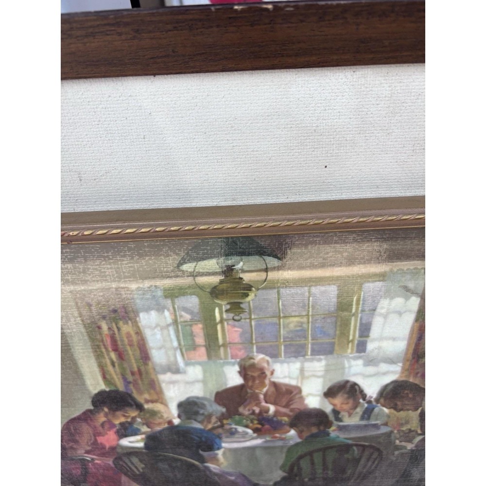 Haddon Sundblom (Family At Prayer) Art Print Wood Frame Mcm Painted Canvas - Picture 4 of 5